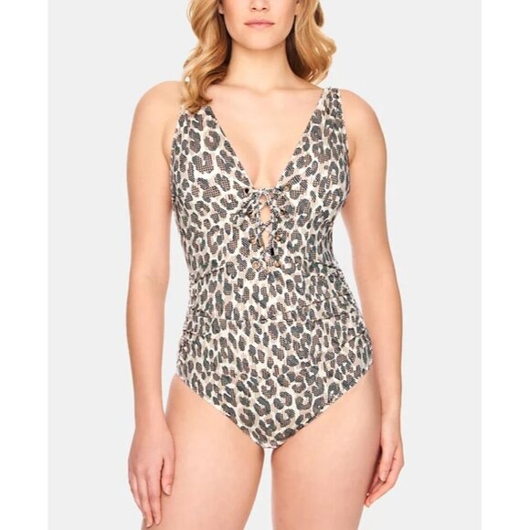 Swim Solutions Wild Thing Tummy-Control One-Piece Swimsuit NEW 14 - Picture 8 of 10